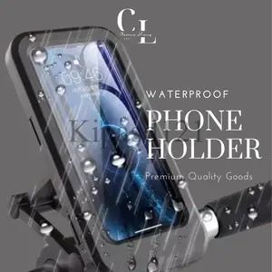 Waterproof Phone Holder Motor / Mobil / Sepeda Tempat Dudukan HP Anti Air Stand Handphone Besi Aksesoris Hape Penyangga
