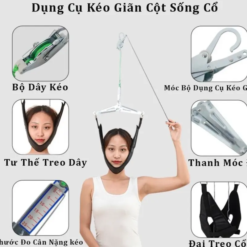 Đai Kéo Giãn Cột Sống Cổ Tại Nhà - Điều Trị Thoát Vị, Thoái Hóa, Đau Mỏi Cổ, vai gáy 1