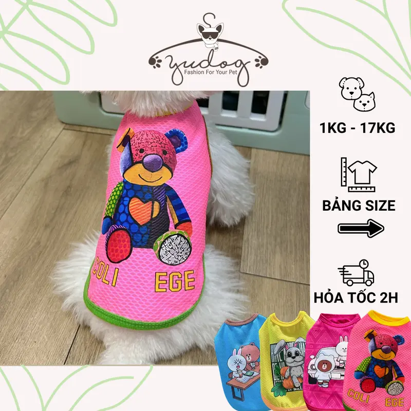 Áo mặc cho chó Yudog áo thun hoạt hình dễ thương cho thú cưng chó mèo 0