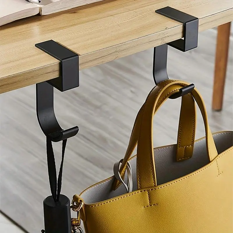 Table Side Bag Hook, 2 Counts Wall Mounted Bag Hook, Durable Removable Bag Hook, Home Organizer for Living Room Bedroom Office 2