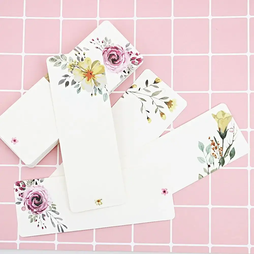 40 PCs/lot Gift Book Holder Tool School & Creative Stationery Supply Tag Retro Word Card Flower Pattern Bookmark