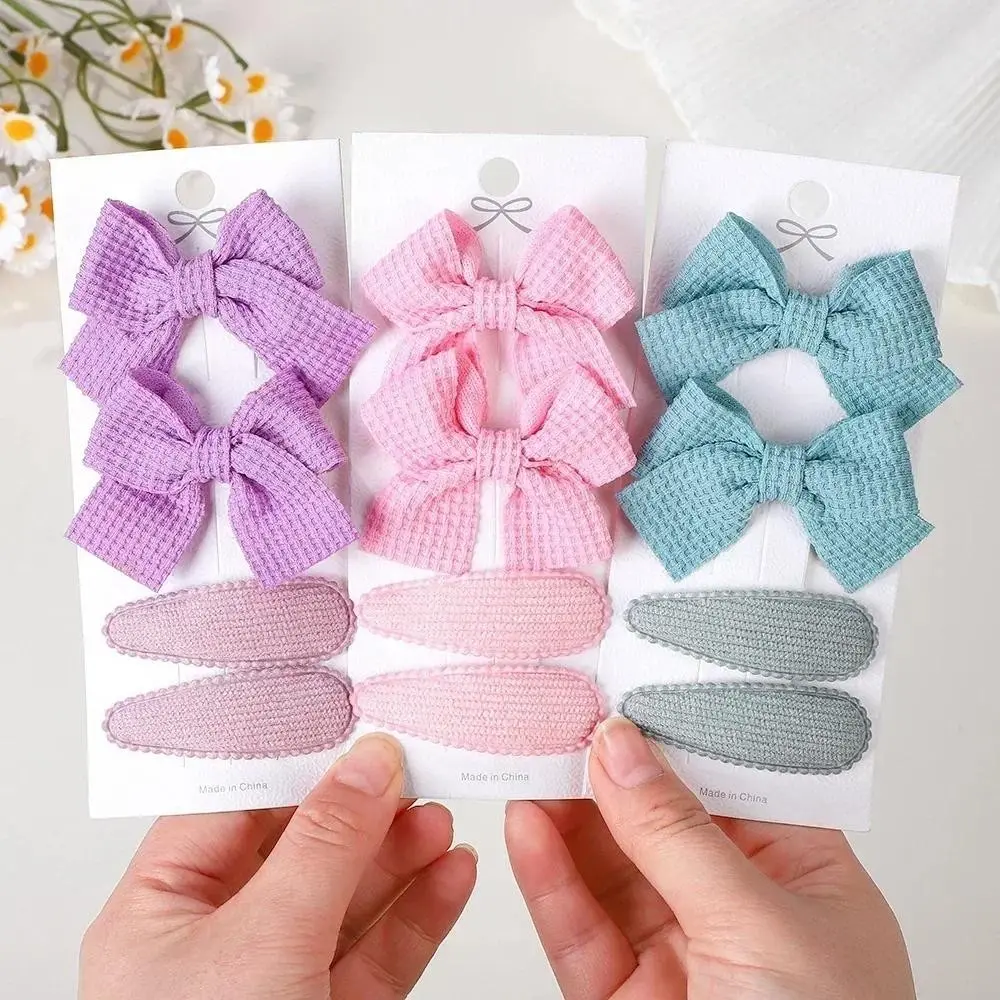 Kẹp Tóc BB Thắt Nơ Cho Bé Gái, Kẹp Tóc Thủ Công Mới, Phụ Kiện Cài Tóc, Phụ Kiện Tóc Cửa Hàng Trẻ Em, 4 Cái / lốc, Thích Hợp Cho Trẻ Em