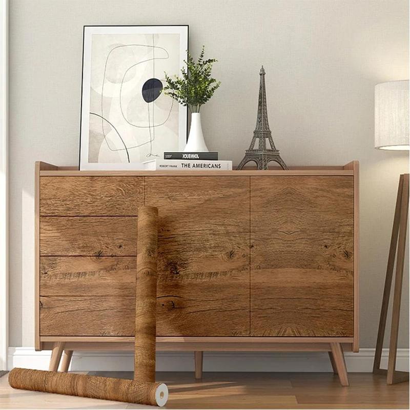 Rustic Wood Grain Pattern Stick and Peel Wallpaper (1 Roll), Self-adhesive Removable Contact Paper, Decorative Wallpaper for Living Room Bedroom 3
