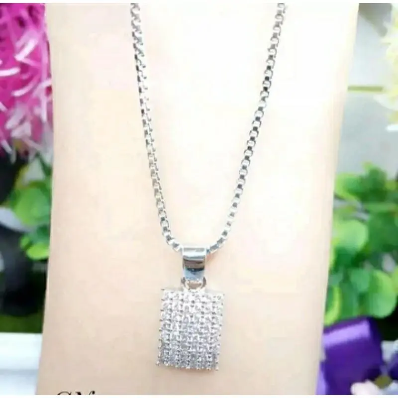 SET PERHIASAN  KALUNG ITALI TITANIUM SILVER FREE LIONTIN KOTAK terbaru.. (COD)