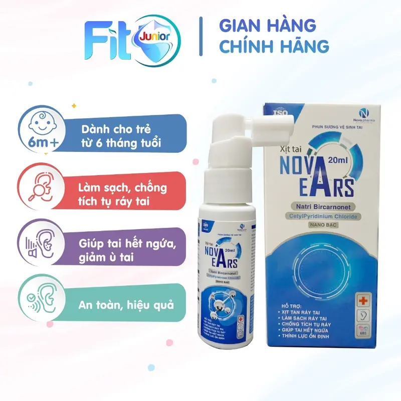 Fito Junior Xịt Tai Nova Ears Giúp Làm Sạch Ráy Tai, Giảm Ngứa, Thính Lực Ổn Định, An Toàn Cho Bé, Lọ 20 ml 1