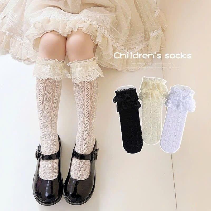 Vớ Dài Qua Gối Phối Ren Phong Cách lolita Cho Bé Gái