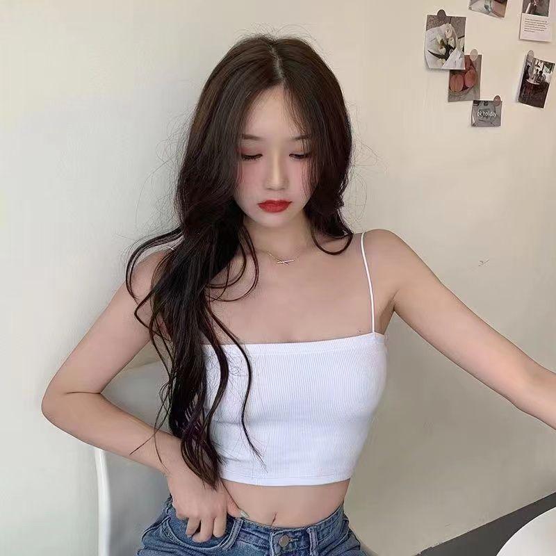 Product Introduction of Solid Color Anti-Exposure Half-Length Small Sling Cropped Tank Top Women Short Bottoming Shirt Wrapped Chest Tube Top Women 21