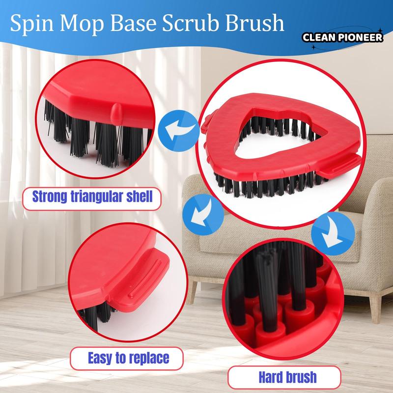 Product Introduction of Triangle Mop Head, 1/2 Counts Spin Rotatable Replace Floor Scrubber Brush, Hard Bristle Cleaning Mop Head for Bathroom Kitchen Pool, Glass and Tile Walls 8