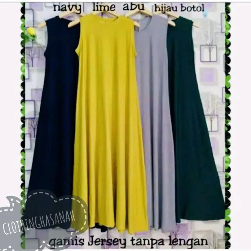 Gamis Jersey Manset daleman inner yukensi (kutung) bahan jersey super tebal adem lembut fhasion muslim warna hitam navy putih SINGLET DALAMAN GAMIS TANPA LENGAN merah