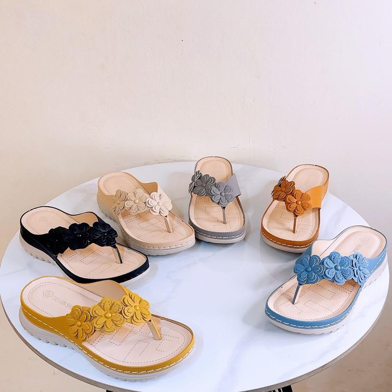 Giày dép trà my - dép kẹp xuồng bông - cao 3 cm - phong cách đơn giản . Dễ thương - dành cho nữ - đế xuồng bằng nhẹ dễ mang . DéP