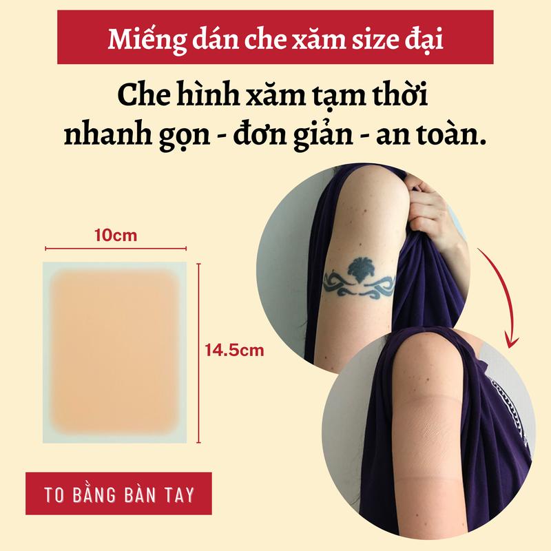 Miếng dán che hình xăm hoa hồng trên tay, hình xăm ở chân Nhật Bản, kích thước 10x14.5cm chống nước, nhiều màu da