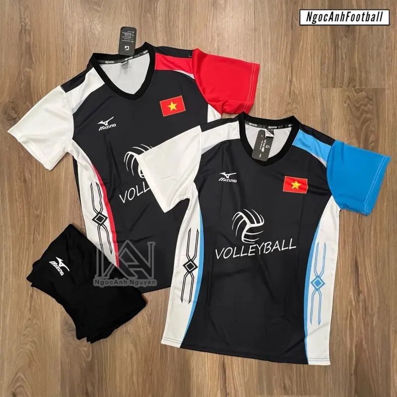 Bộ Quần Áo Bóng Chuyền Nam Nữ Mizuno Chất Vải Cao Cấp MÈ KIM - Đồng, Top