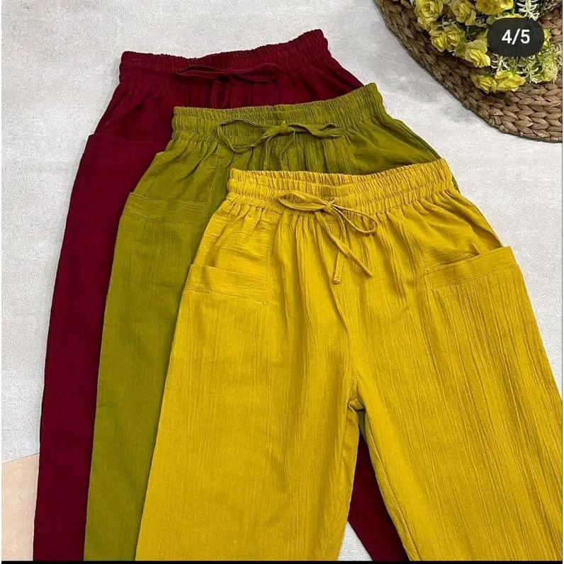 CELANA7/9 CRINGKEL LINEN Panjang Katun Karet Lembut Nyaman Wanita Kain Standar Fit Formal celana jumbo 5