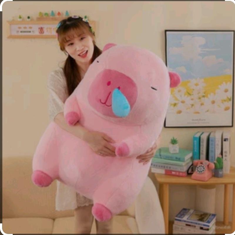 gấu bông capybara rút mũi màu hồng size khổng lồ 90cm gau khong bong gaubong to gấu capybara capybara khổng lồ nước