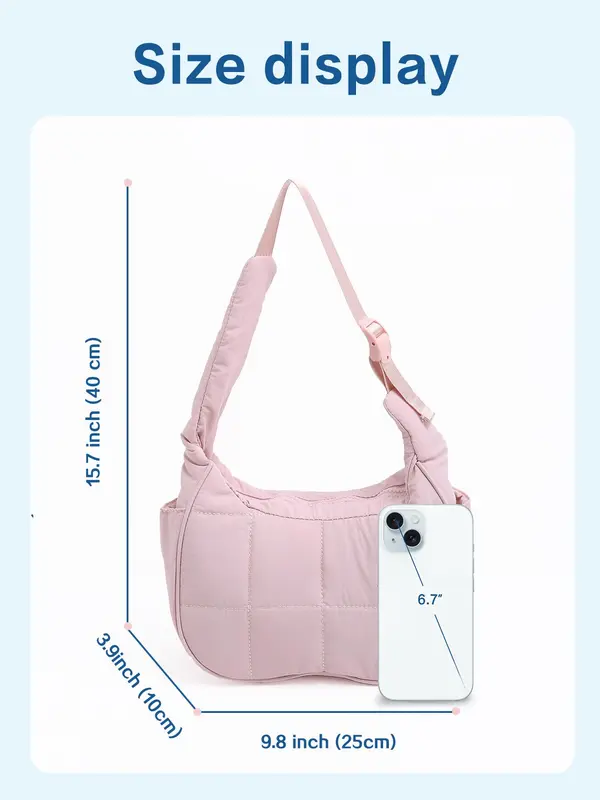 Five season home [Outdoorfun] Small Puffer Crescent Shoulder Bag Quilted Women Purse Nylon Waterproof Slim Cans for Gym Travel Gift 1