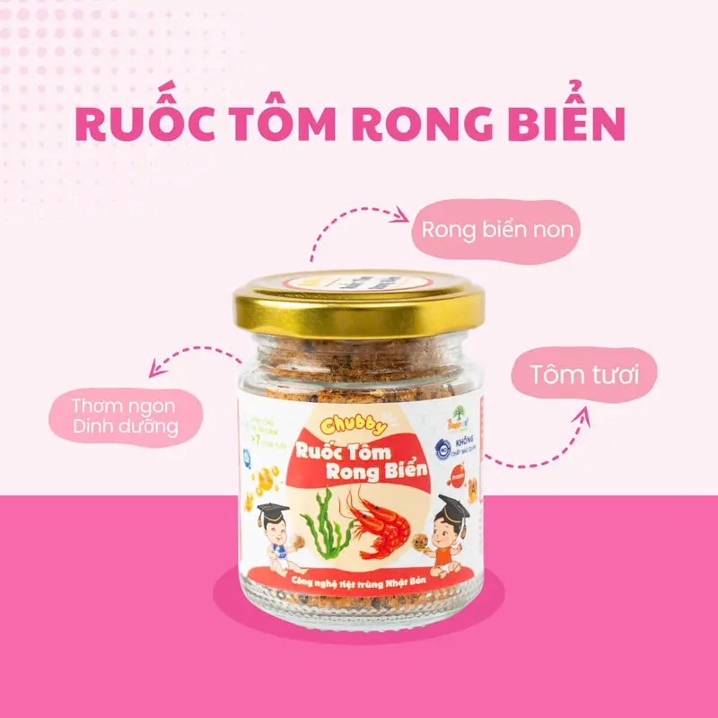 COMBO SIÊU VIP Mua 2 tặng 1 ruốc ăn liền 55gr CHUBBY Cho bé từ 7 tháng tuổi - Ruốc cá hồi, Ruốc cá chép, Ruốc tôm rong biển 3