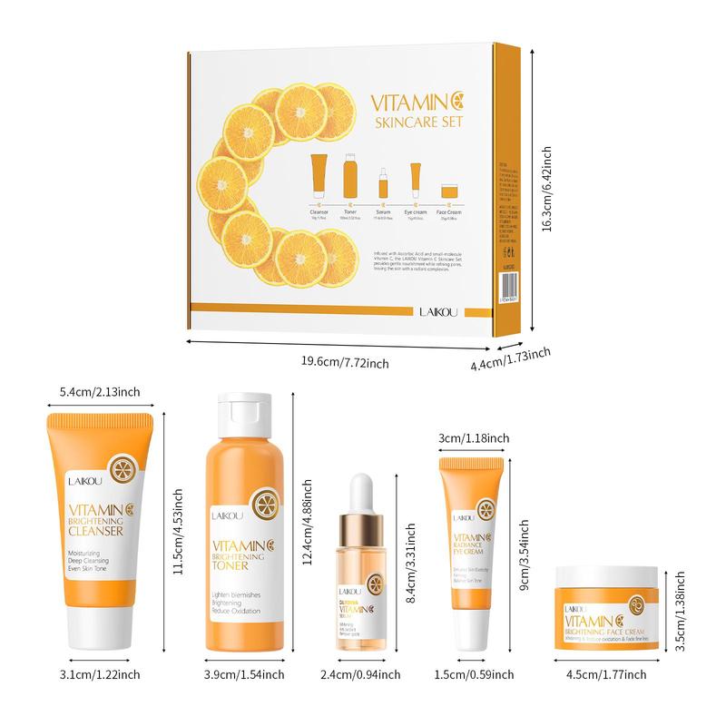 Vitamin C Comfort Skin Care Kit, Including Serum & Eye Cream & Face Cream, Hydrating Nourishing Skincare Kit for Women & Men, Summer Gift, Moisturize 5