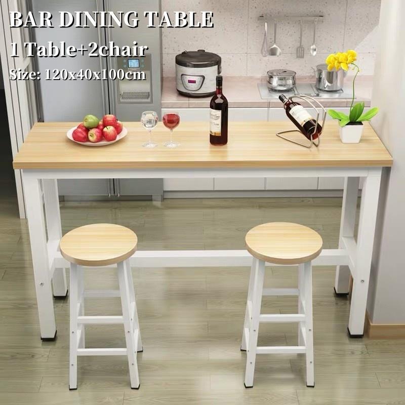 XiaoZhou-Simple Modern Small Wrought Iron Wooden Bar Table and Chairs 0
