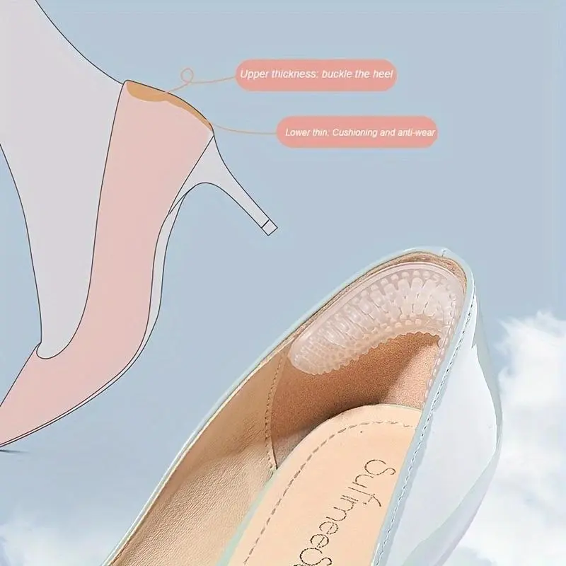 Silicone Heel Protector, 4 Counts/set Anti-slip Heel Sticker, Transparent Heel Protective Film, Foot Care Tool for Women & Men 4