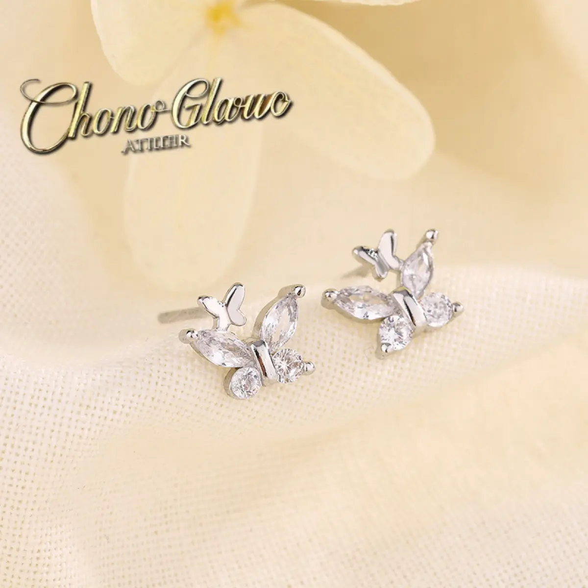 Vòng tai bướm zircon siêu ngon – Màu sắc tươi hè, dễ mặc hàng ngày