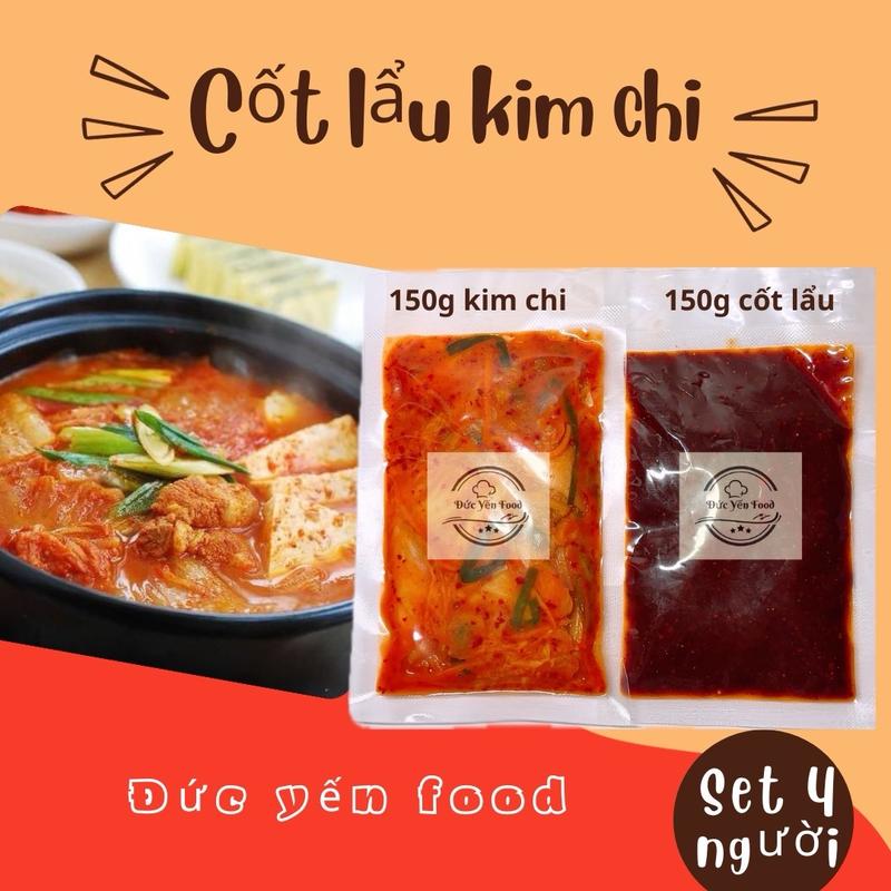 Set cốt lẩu kim chi 4 người: bao gồm 150g cốt lẩu và 150g kim chi