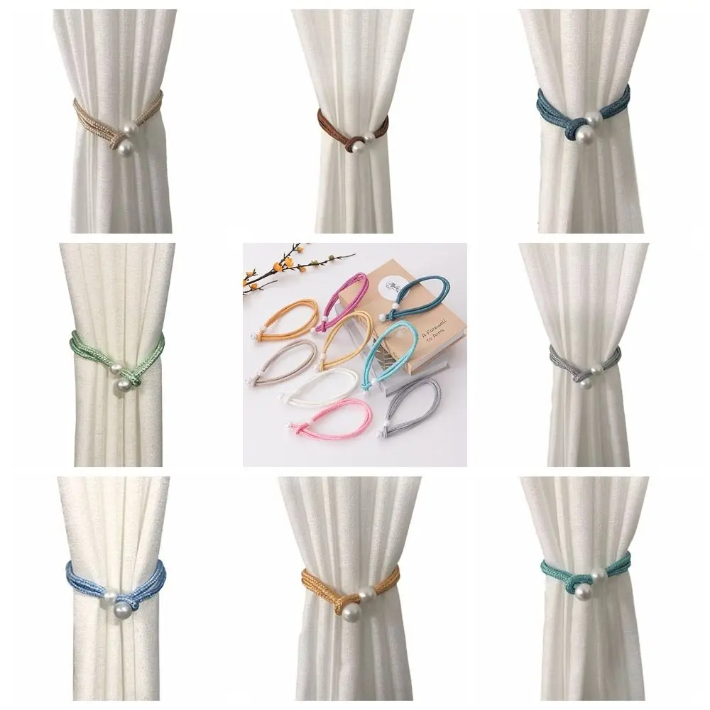 Small Pearl Pearl Curtain Clip with Strap Adjust Length Freely Curtain Holders Exquisite Pull-Out Tie Pearl Rope Home