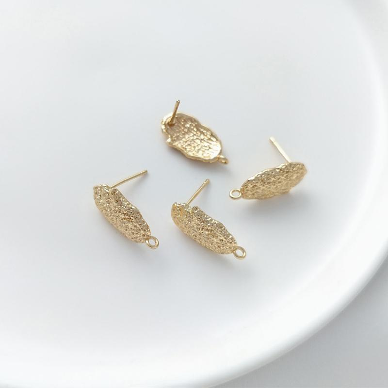 Product Introduction of Earstuds, earrings, 1 pair 2 pieces, wholesale, DIY, 14K, gold-plated, color preserved, irregular, textured, lava, with lifting ring, YY-88925 silver needle, handmade, material 9
