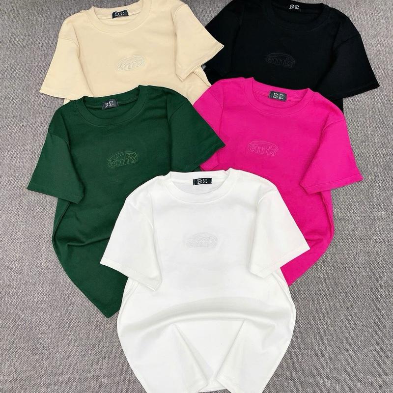 [ Thêu Emis ] Áo Thun Nữ From Ôm Vừa Thêu Chữ Emis Cổ Tròn ,Tay Ngắn,Vải Thun Bo Zip có giản 4 Chiều