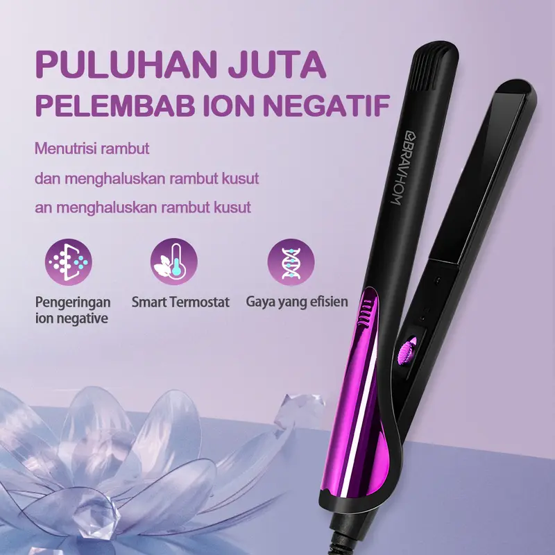 T (COD) Bravhom Pengering Rambut Dan Catokan Paket Nilai Hairdryer alat bantu cowok jomblo B-HD01-Grey+B-HS04-Black