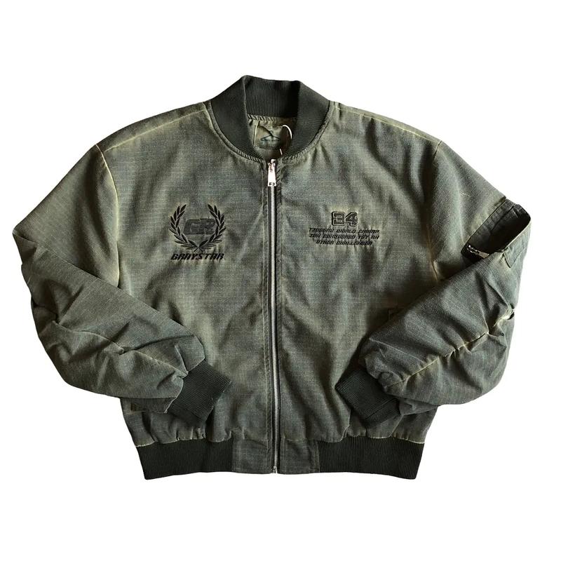  Áo Bomber Denim Vintage ByGraystar B9507 Buivintage vải wash loang mỏng có lót gió. 