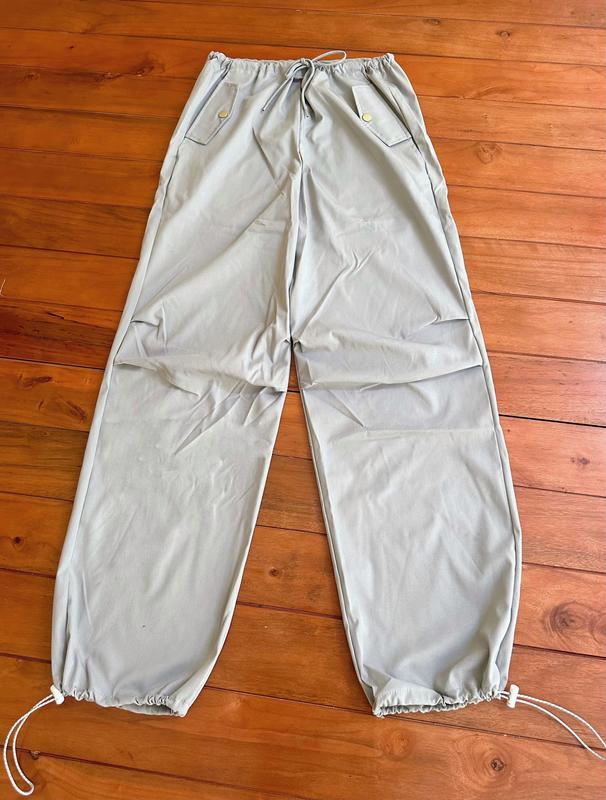 Quần dài ống rộng phối dây rút màu GHI XÁM Nữ Pants Women Ong 1