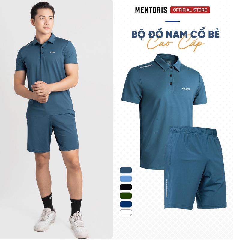 Bộ Đồ Thể Thao Nam Cổ Bẻ Cao Cấp Mentoris Vải Thun Lạnh Thoáng Mát, Thấm Hút Mồ Hôi, Co Giãn Siêu Tốt MBP0103