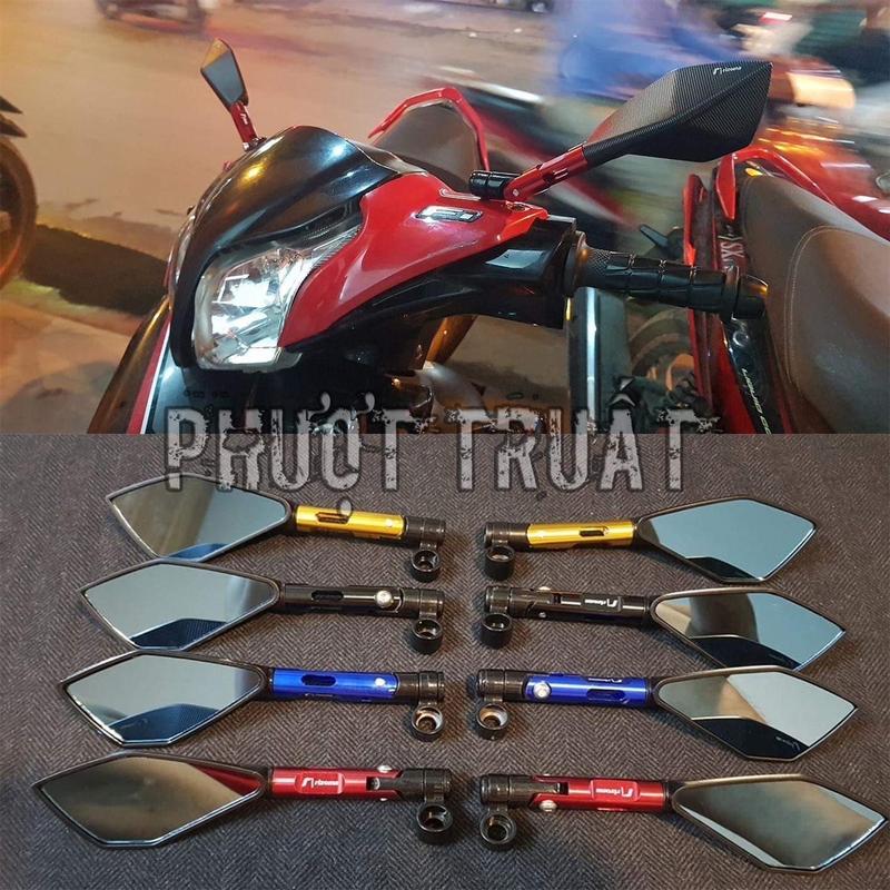 Gương 5 Cạnh Rizoma Loại 1 Full Nhôm Xoay 360 độ Gập mặt đồng hồ Gắn Các Dòng Xe Máy