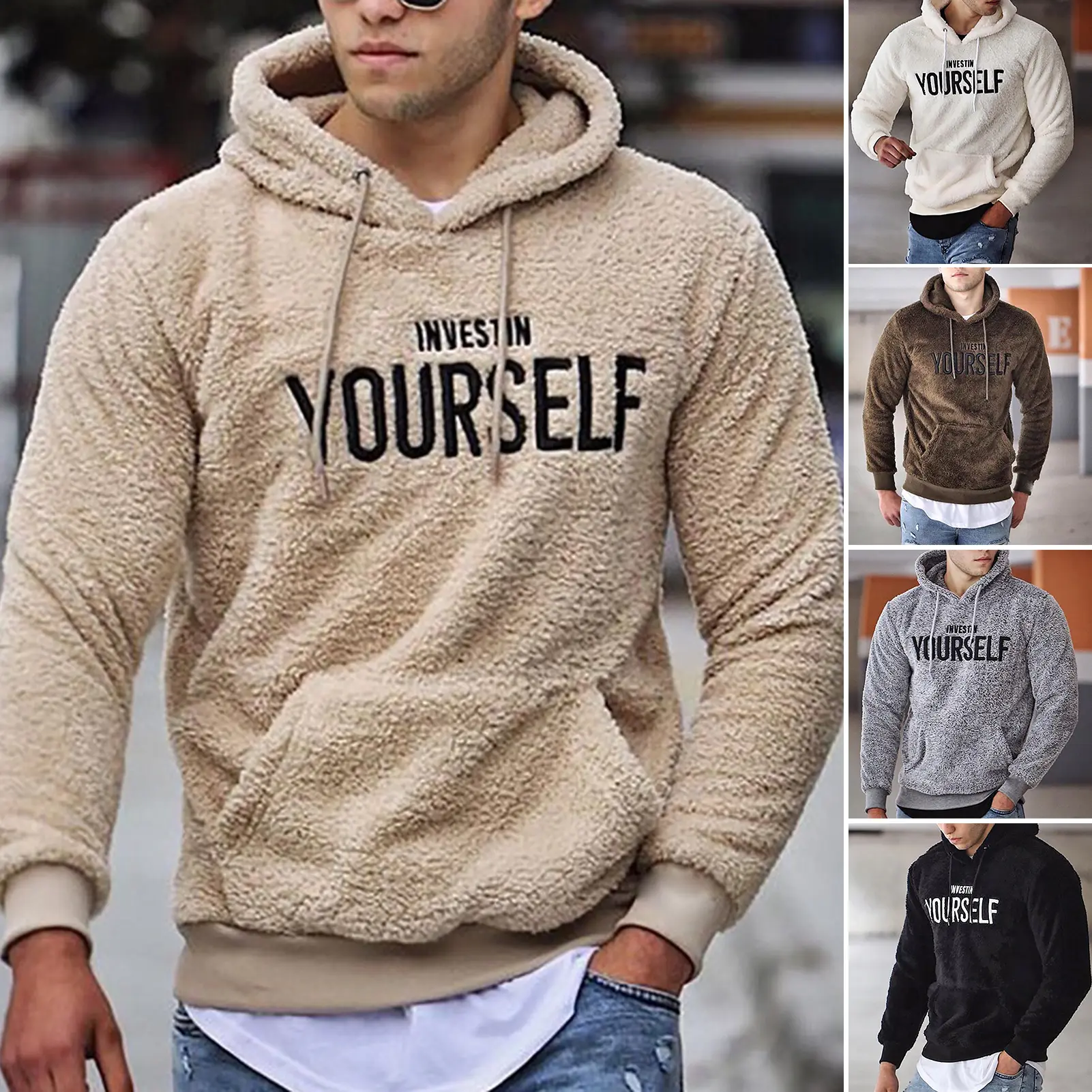 Áo Hoodie Mùa Đông, Có Họa Tiết Chữ Cái, Mũ Trùm Đầu, Áo Chui Đầu Dài Tay, Nhồi Bông Mềm Mại, Thêu, Ngoại Cỡ, Dành Cho Nam Giới, Thích Hợp Cho Mùa Thu, Mặc Hàng Ngày
