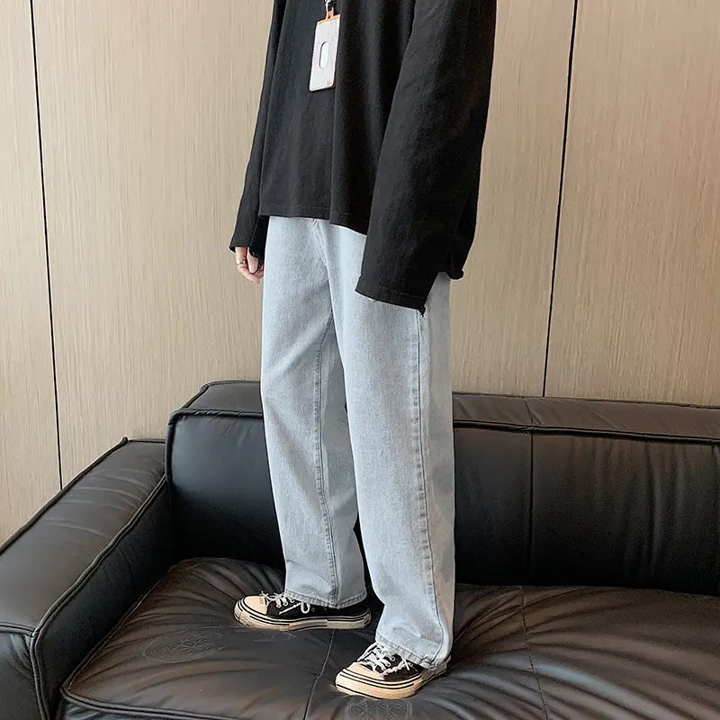 Celana Jeans Pria Oversize Celana Panjang Pria Kulot Biru Straight Jeans Celana Jeans Putih Wide Leg Pants Hitam Casual Baggy Boyfriend Pants Korean Style Denim Warna Blue remaja muda