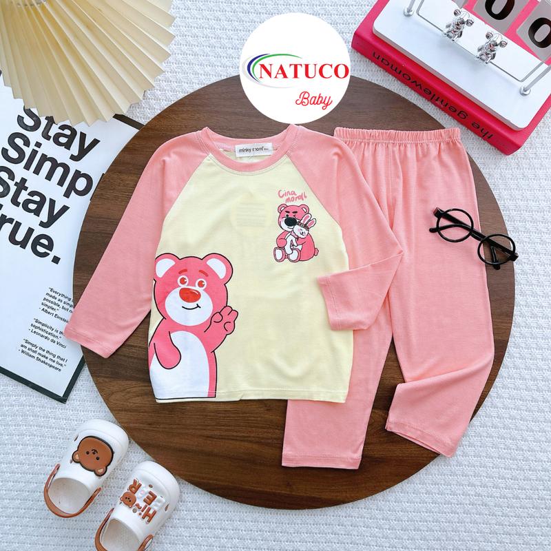 Bộ Quần Áo Trẻ Em NATUCO Dài Tay In Hình Kuromi Vải Thun Lạnh Mềm Mát Cho Bé Gái Từ 8-27kg TD-002