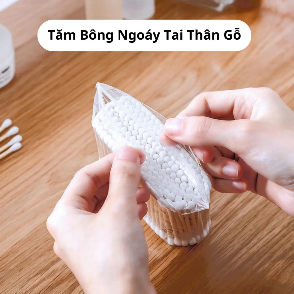 Bông Ngoáy Tai Thân Gỗ Hộp 100 Cây Chính Hãng, Bông Tăm Ngoáy Tai Thân Thiện Môi Trường An Toàn Tiện Lợi Khi Sử Dụng