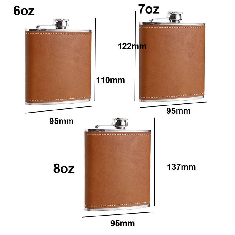 Product Introduction of nowso Drinkware Stainless Steel Hip Flask 6/7/8oz Leakproof Whisky Flagon Leather Wrap Wine Cup for Alcohol Wine 17