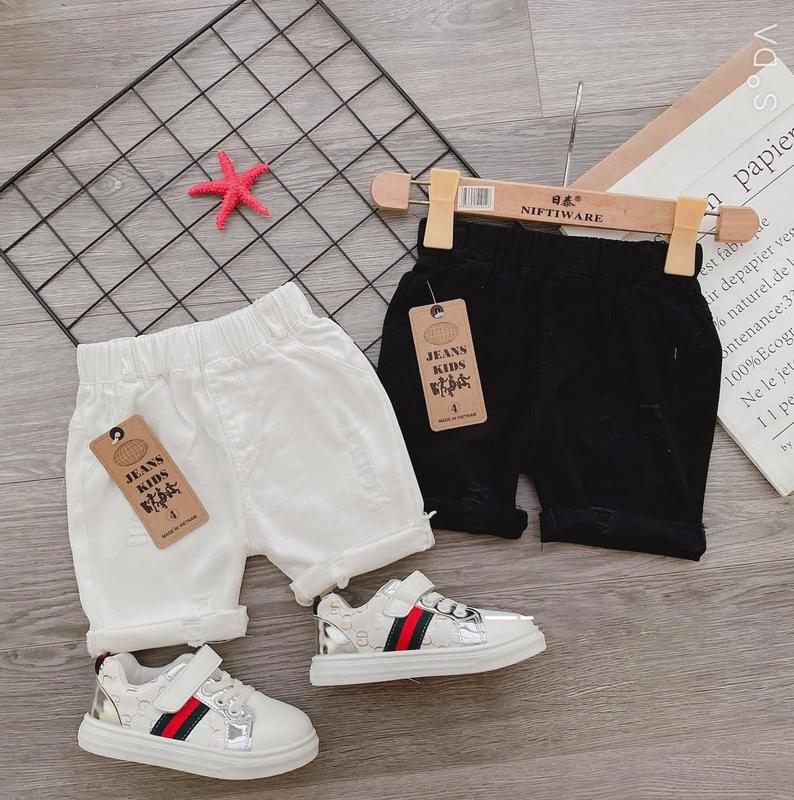 Quần Short Kaki Xước Đen Trắng Dành Cho Bé Trai Từ 8-20kg