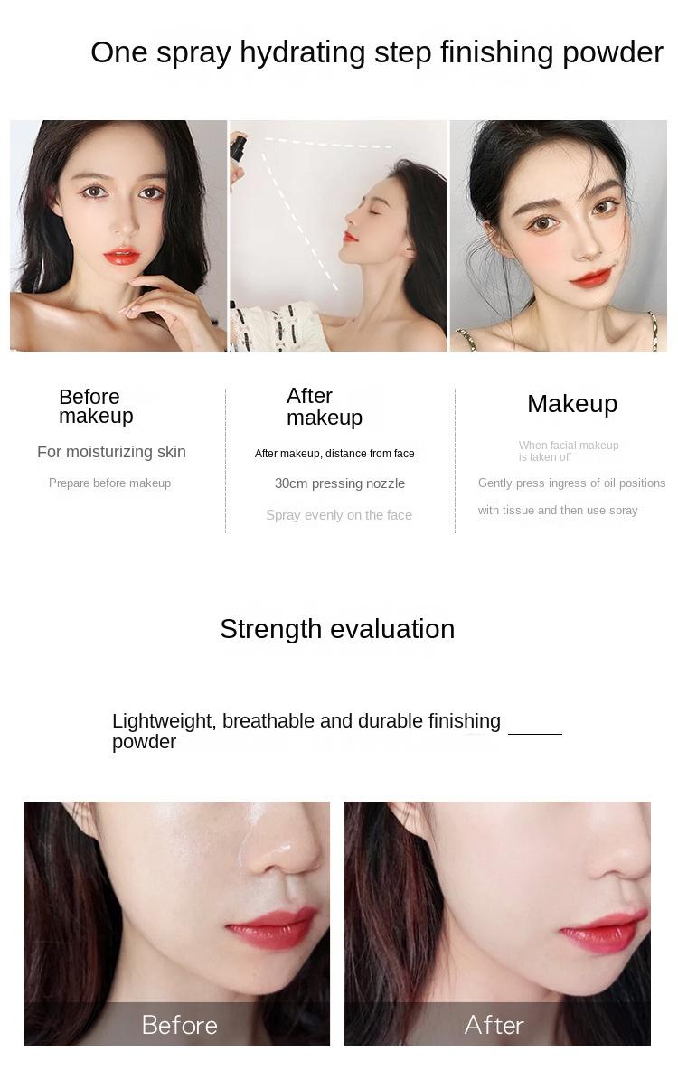 Product Introduction of Chamomile Makeup Spray Hydrating and Moisturizing Light and Quick-drying Film Lasting Waterproof and Sweat-proof 6