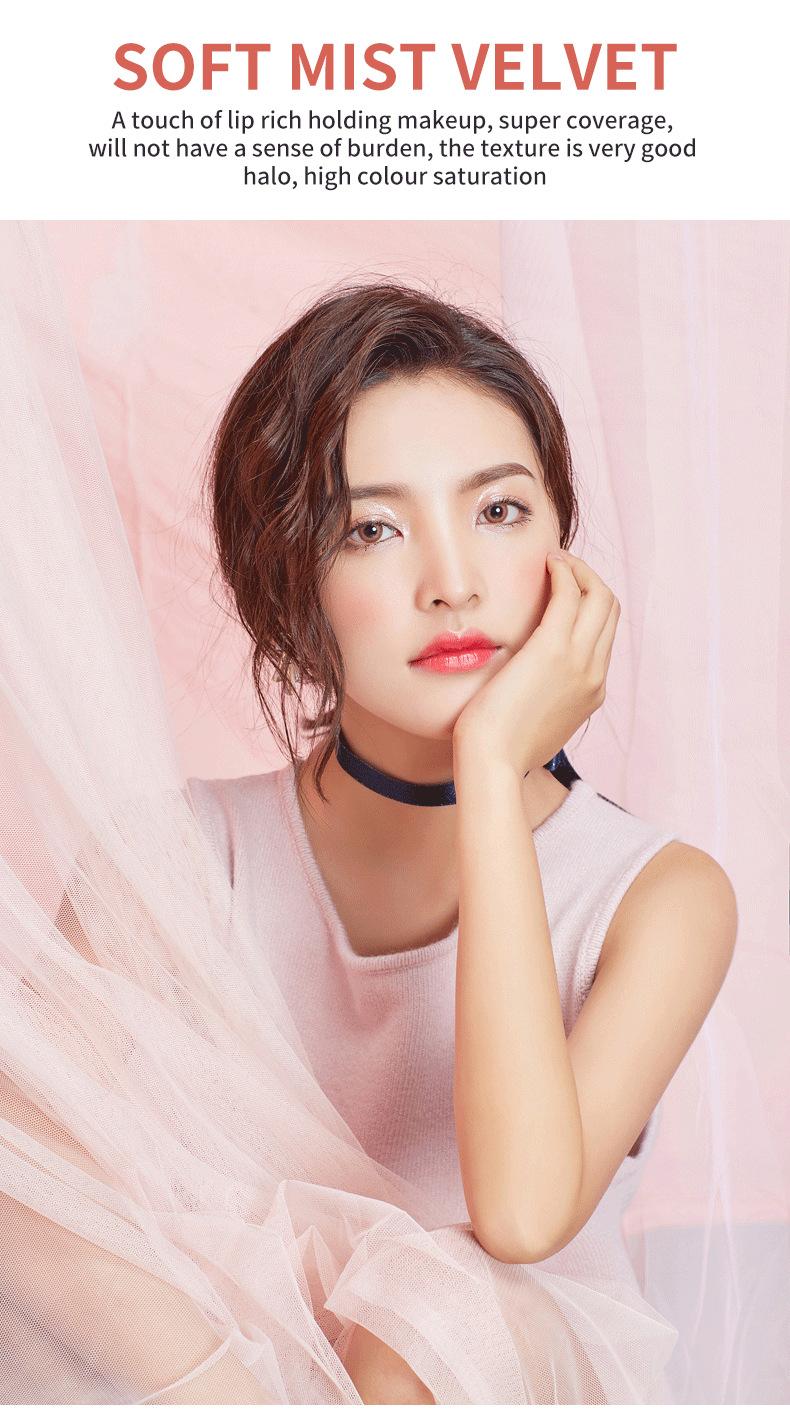 Product Introduction of Krim Bibir Kusyen Udara Matte, Vibely, Reka Bentuk Comel, Cawan tidak melekat, Lakuer Bibir, Kemasan Pusam, Gincu Pseudo Biasa, Sesuai untuk Pesta Pelajar Lipstick Makeup Lipstik 10