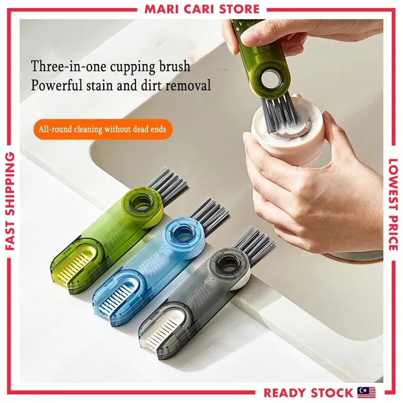 เครื่องมือทำความสะอาดฝาขวด, 3 in 1, แปรงทำความสะอาดถ้วยสูญญากาศ, สำหรับถ้วยและขวดนม, ลบร่องช่องว่าง, Berus Penutup Botol