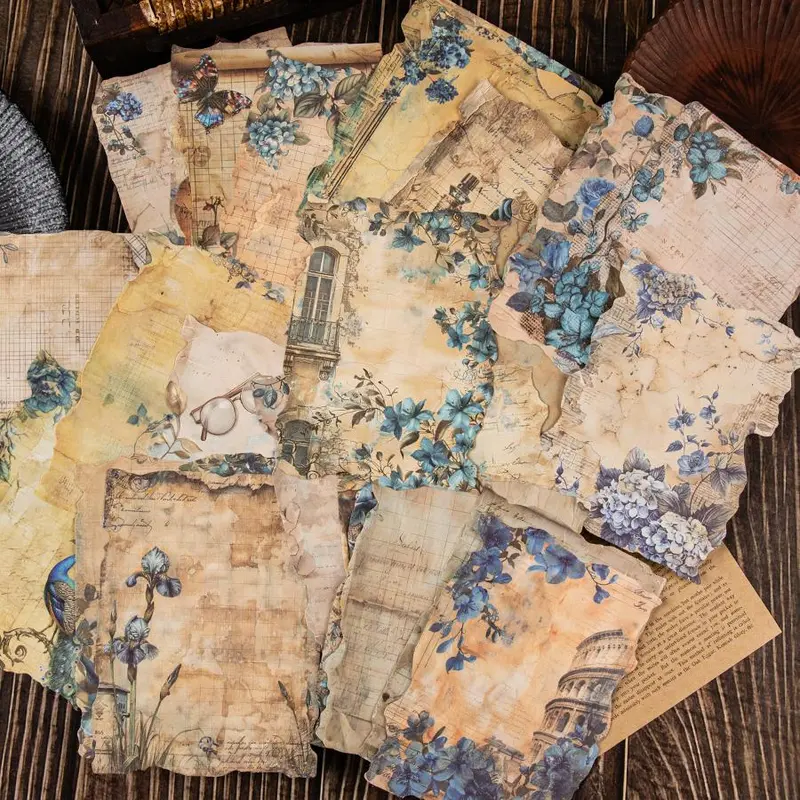 Vintage Flower Pattern Decorative Paper, 1/6 Packs Scrapbooking & Journal Making Material Paper, Diy Decorative Paper for Scrapbooking & Journal Making 2