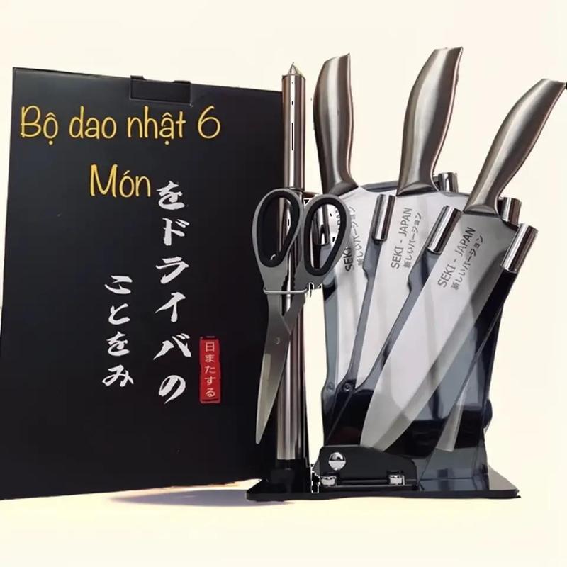 Bộ Dao Nhật Inox 6 Món Đúc Nguyên Khối Cao Cấp - Bộ làm bếp 6 món cao cấp đa năng inox chống gỉ siêu sắc bén siêu bền
