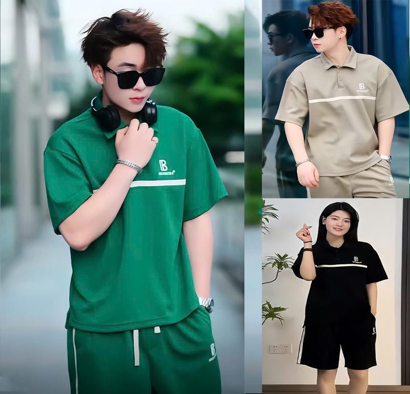 Bộ Polo mùa hè Nam Nữ ,Có Bigsize, Chất Vải Thoáng Mát Menswear Cotton Có Cổ Áo Quần Ngắn Tay Tay Ngắn