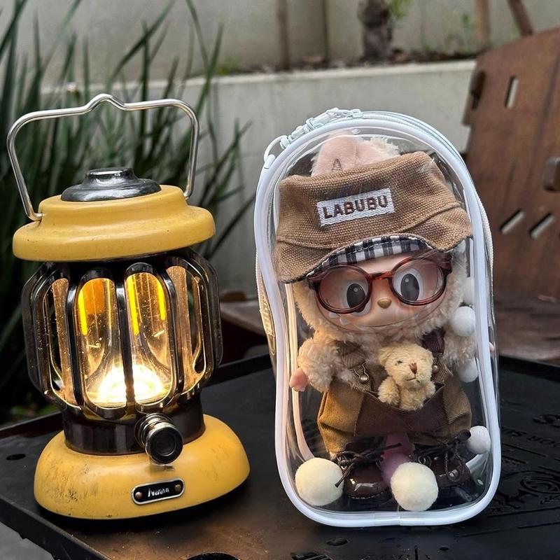 Product Introduction of [Only Bag] Transparent Storage Bag For 15-17CM LABUBU Dust Proof Cotton Doll Baby Walking 19cm Hanging Bag 13