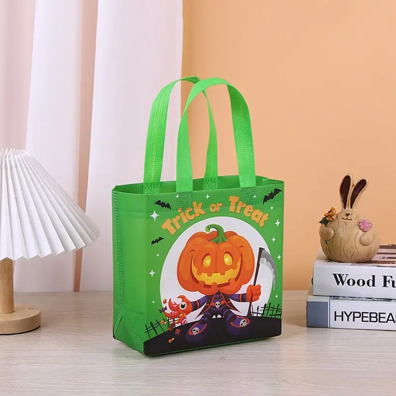 Túi Túi Xách Không Dệt Halloween, Thiết Kế Ma Vui Nhộn, Túi Lừa Hoặc Điều Trị, Dung Lượng Lớn, Túi Quà Halloween, In Lâu Đài, Túi Bí Ngô, Thích Hợp Cho Trẻ Em 5