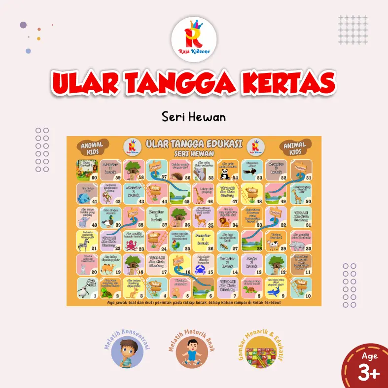 Raja KIdzone Mainan Edukasi Ular Tangga Tematik Kertas Board Permainan Anak