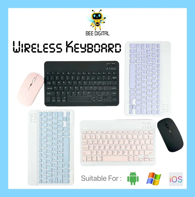 BEEDIGITAL COD Wireless Keyboard 10inch Portable Lightweight Papan Ketik Nirkabel Colorful Ringan