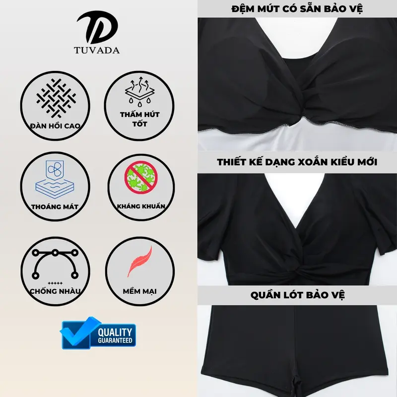 Bikini đi biển bigsize Tuvada, đồ bơi nữ 1 mảnh co giãn tốt, che bụng có đệm mút - BBS113 2